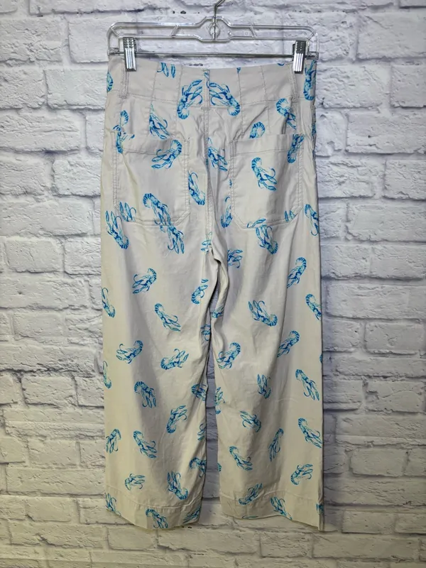 Maeve x Anthropologie Colette Blue Lobster Wide Leg High Rise Crop 25 Linen - Image 7