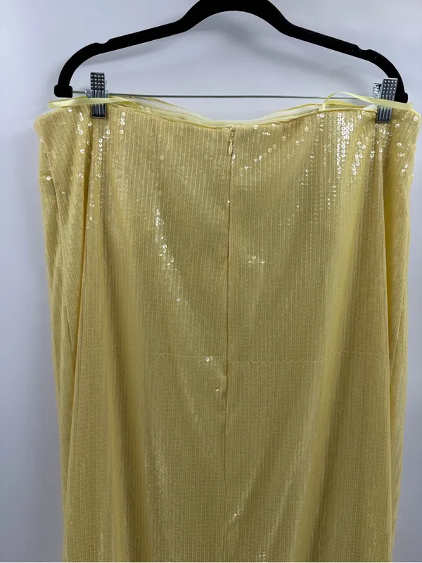 Staud yellow sequined gown wedding guest strapless party event Casey dress sz 16 - Image 8