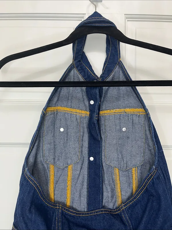 Future Collective Alani Noel Sleeveless Collared Denim Mini Dress - Size 4 - Image 9