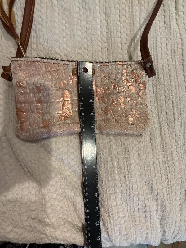 WAG Wild Goose Hair-On-Hide Leather Crossbody Wristlet with Rose Gold Foil - Image 5
