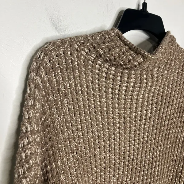 American Eagle Outfitters tan‎ brown mock neck sweater chunky women's size large - Image 8