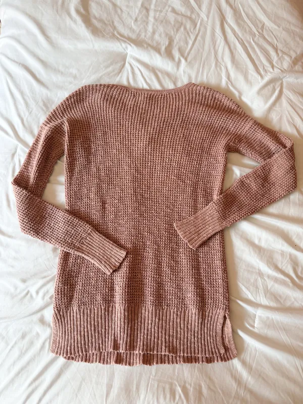 American Eagle Pink Lace Up Sweater Size XS - Image 2