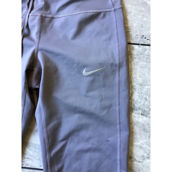 Nike Dri-FIT Womens Purple Crop Running Leggings Mesh Zipper Pocket Size M - Image 2