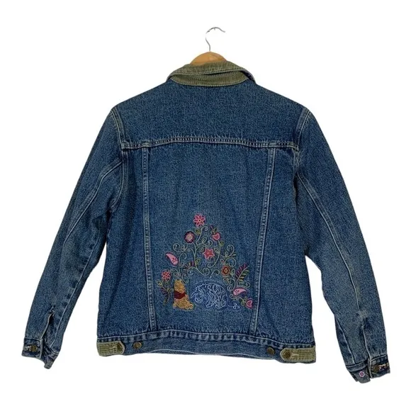 Vintage Disney Winnie The Pooh Embroidered Jean Jacket Size Small - Image 2