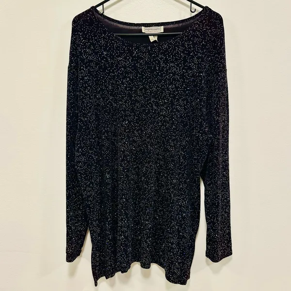 Vintage impressions Glittering Black Women's top size large! - Image 2
