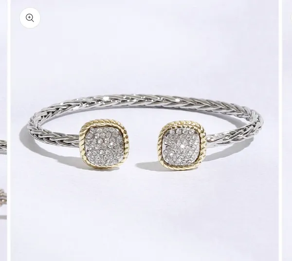 Square Edge Designed Braided Bangle Bracelet Silver - Image 2
