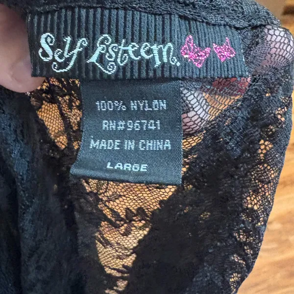 Self Esteem L Whimsigoth Black Lace Crop Top Romantic Goth Tie Front - Image 8