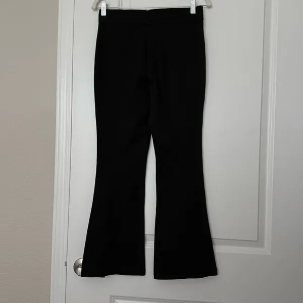 Zara Black Flare Leg Pull On Knit Pants Front Seam Trousers Size Medium - Image 3