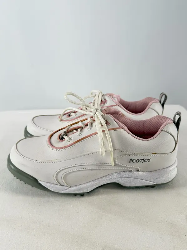 FootJoy GreenJoys Spiked Leather Golf Shoes in White Pink Size‎ 7 - Image 2