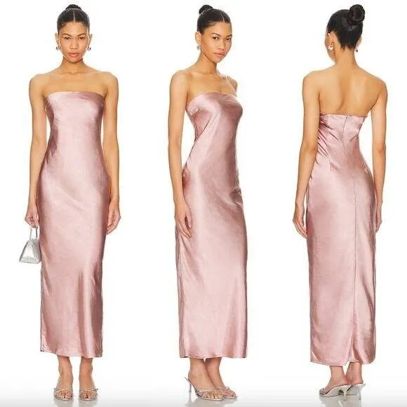 MORE TO COME | NWT Emma Strapless Maxi Dress‎ in Blush Satin XL - Image 2
