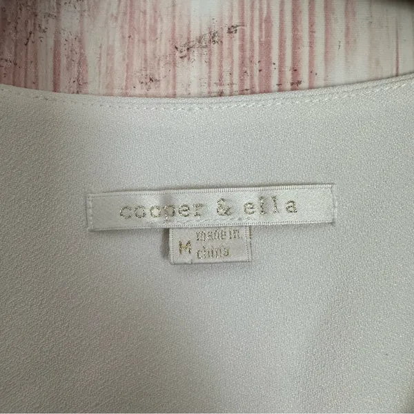 Cooper & Ella White V Neck Cold Shoulder Long Sleeve Double Layer Blouse Size M - Image 7
