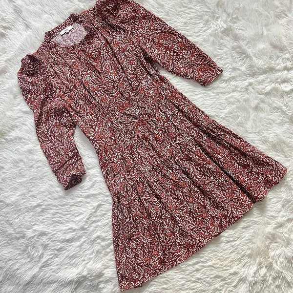 SUNCOO Paris Cesaria Dress Rust Floral Tiered Ruffle Mini Size T1 S - Image 2