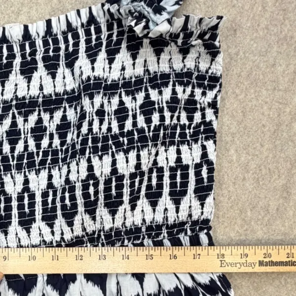 LOFT Beach Jumpsuit Women XL Petite Blue White Ikat Boho Coastal Summer Wide Leg - Image 9