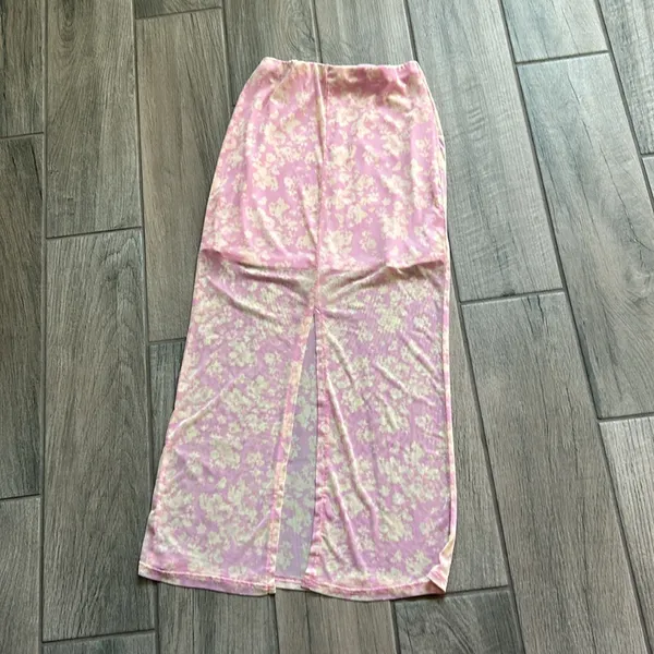 Le lis pink floral mesh skirt - Image 4