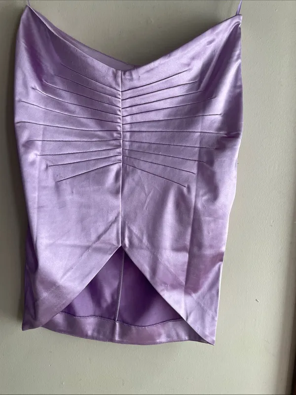 Retrofete Dehl Mini Satin Skirt Lilac - Image 5