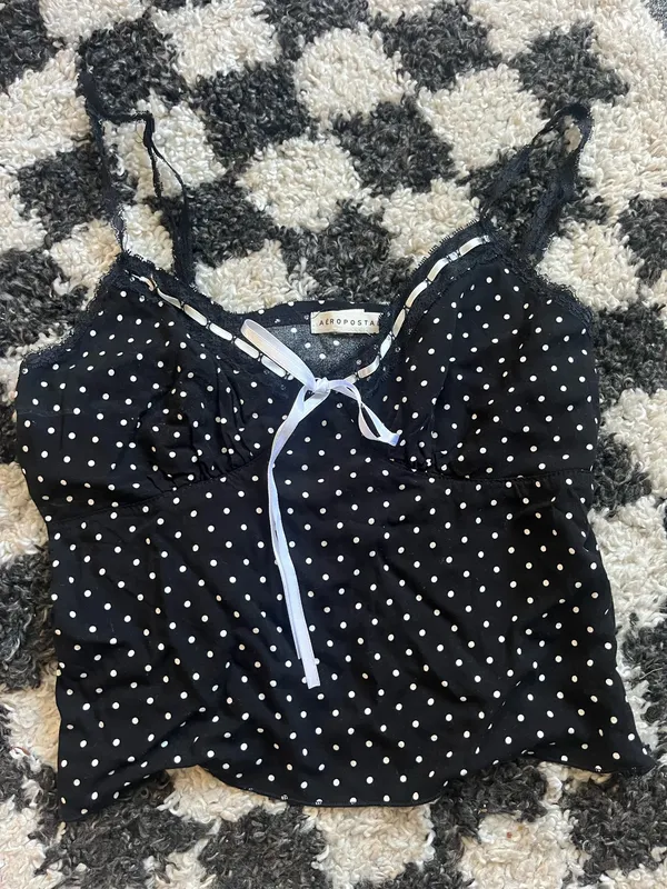 Aeropostale Black Polka Dot Tank Top - Image 3