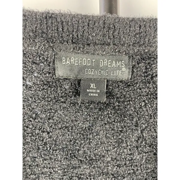 Barefoot Dreams CozyChic Lite Cardigan Black Carbon V-Neck Sweater BDWCL22246 XL - Image 4