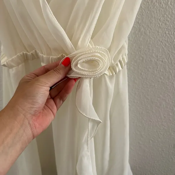 Flora Nikrooz Wedding Sleeveless V-Neck Mini Slip Dress White Medium - Image 3