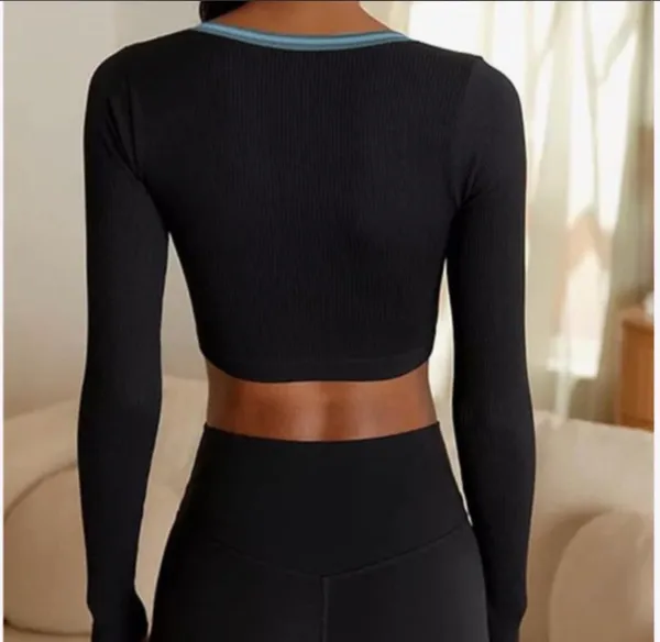 Urban Outfitters Black long sleeve crop top - Image 2