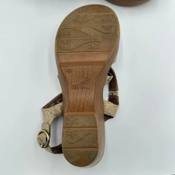 Dansko Comfort Sandals Ankle Strap Snakeskin Beige Leather Size 40 - US 9.5 - Image 4