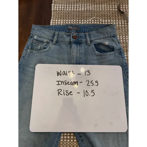 DL1961 Hepburn Wide Leg High Rise Jeans Light Wash Distressed Raw Hem‎ Size 25 - Image 7