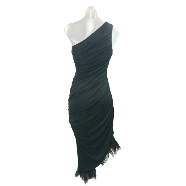 NEW Saylor Hilaria Feather Metallic Ribbed Knit Ruched Midi Bodycon Dress Sz XS - Image 3