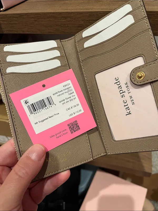 Kate Spade Spade Flower Monogram Coated Canvas Small Bifold Wallet Natural Multi - Image 5