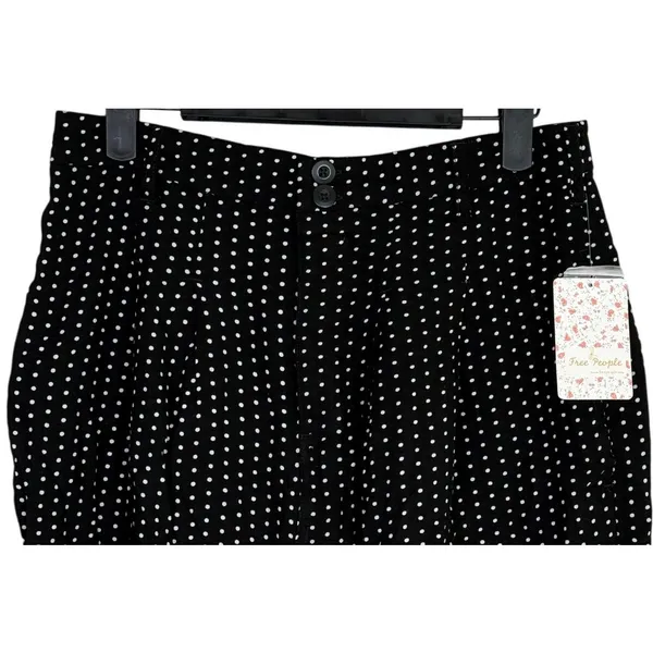 NWT Free People Magdalene High Waist Polka Dot Rayon Shorts Pocket 2 Black White - Image 3