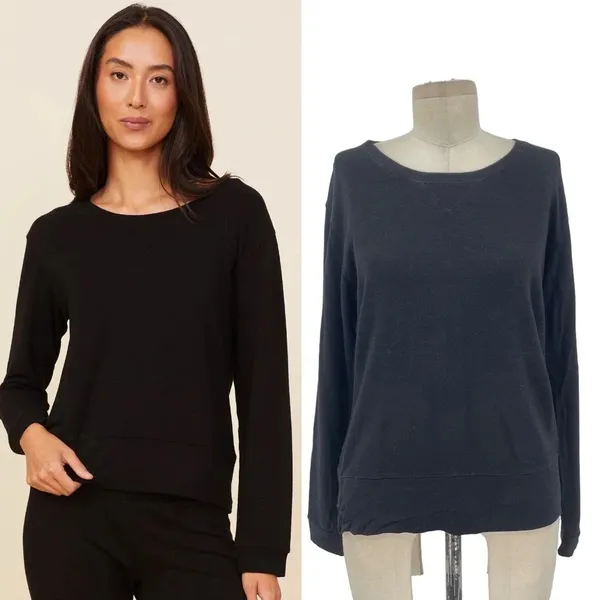 Monrow Classic Black‎ Crewneck Pullover Sweatshirt Size Medium Black - Image 2