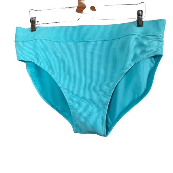 Cyn & Luca Womens 2-Piece Blue Ribbed Bikini Set Medium Coverage Size 2X - Image 3