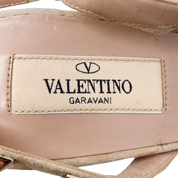 Valentino Garavani Rockstud Nude Mesh Suede Slingback Pointed Toe Pumps EU 39 - Image 12
