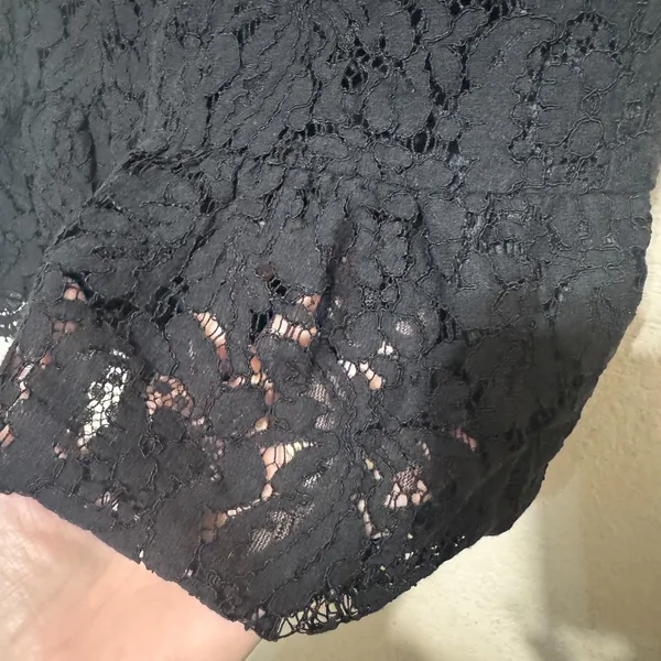 J.Crew Black Floral Lace Peplum Top Sleeveless Eyelash Hem Size 6 - Image 7