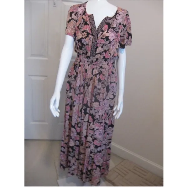 Natural Life Bella Maxi Dress Small Pink Floral Boho Festival Hippie Pockets - Image 3