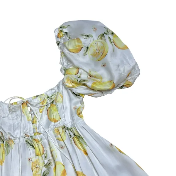 For Love & Lemons Serafina Yellow Lemons Mini Dress Womens S - Image 3