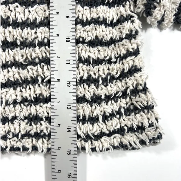 Free People Downy XS Striped Knit Pullover Bell Sleeve Sweater Grey Ivory EUC - Image 10