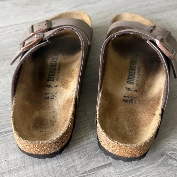 Birkenstock Arizona Sandals Brown Leather Buckle Comfort Size 40 - Image 5