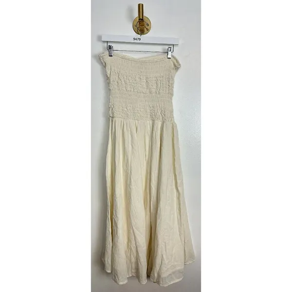 FREE PEOPLE Sparkling Moment Cotton Midi Sundress in Ivory Size Medium - Image 8