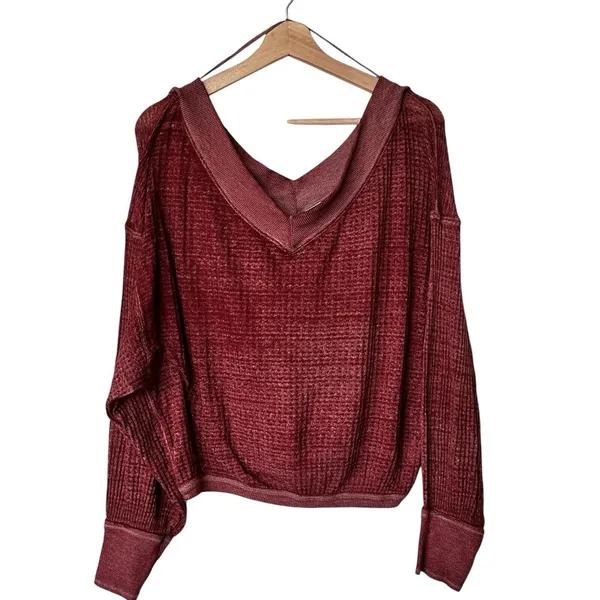 We The Free XS South Side Thermal Balloon Sleeve oversized Top - Image 12