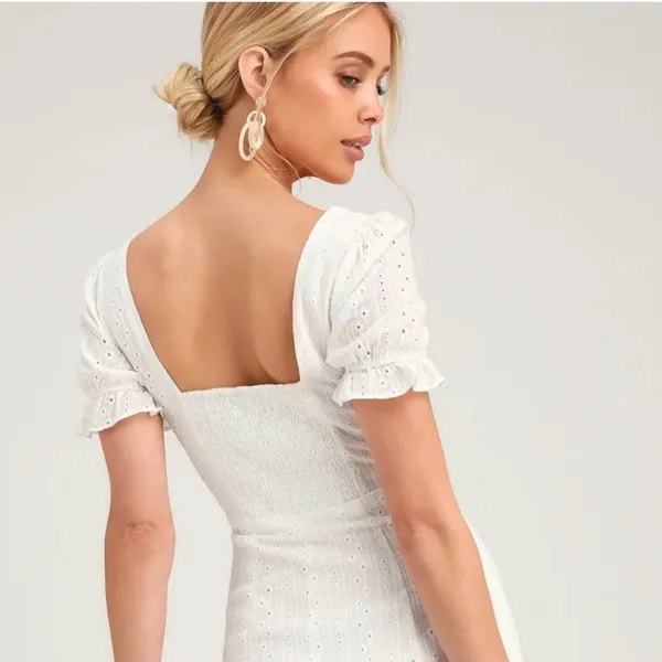 LULUS Rapunzel White Eyelet Lace Mini Dress‎ Medium - Image 6