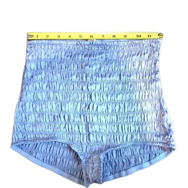 Free People Intimately Smocked Ruched Bloomer Shorts Blue High Waist XS NWOT - Image 5