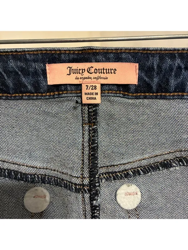 NWT Juicy Couture Y2K Blue Denim Micro Mini Skirt with Cherry Logo Bling Size 7 - Image 7
