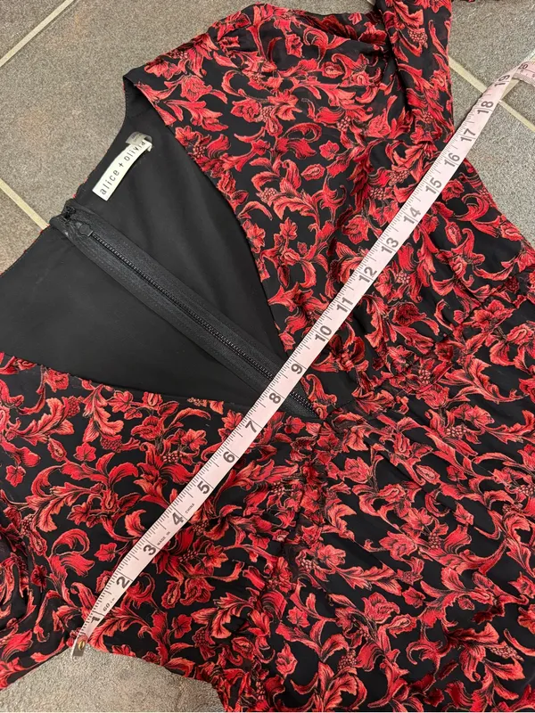 Alice + Olivia Briar Floral Blouson Empire Long Sleeve Mini Dress Red Black 2 - Image 11