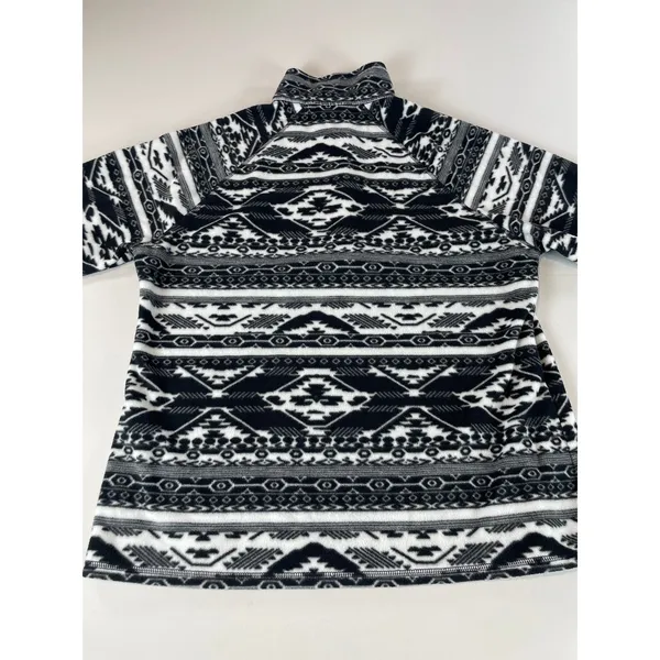 Eddie Bauer Fleece Pullover Size XL Black White Aztec Geometric Quarter Zip - Image 7