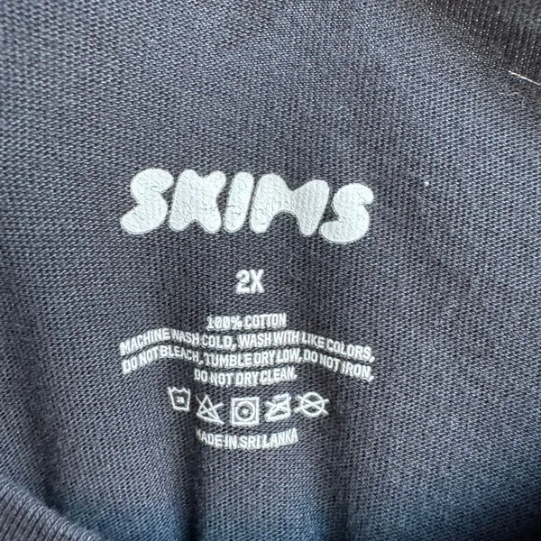 Skims Oversize Relaxed Boyfriend T Shirt Onyx Black Size 2X Long Sleeve Cotton - Image 3