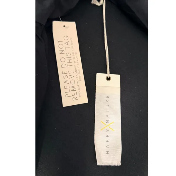Happy x Nature NWT M Black Embroidered Cotton Open Back Tie Mini Dress Pockets - Image 9