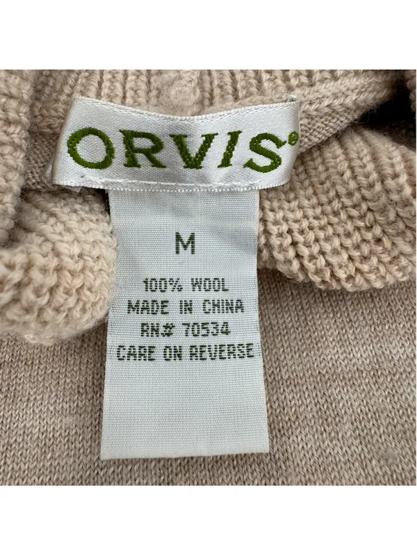 Orvis Beige Turtleneck Sweater 100% Wool Lightweight Minimalist Medium - Image 5