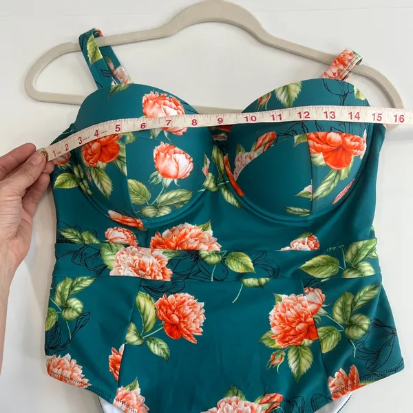 Cupshe NEW 0X Green Floral Moulded One Piece Swimsuit - Image 15