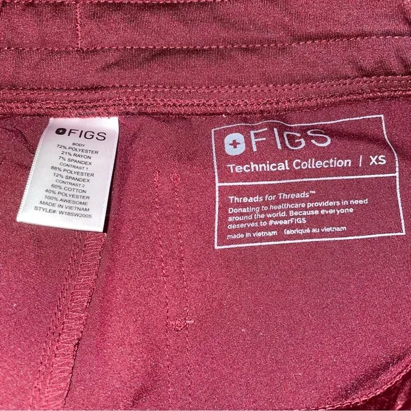 Figs Zamora Jogger Scrub Pants Women XS Burgundy Nurse Active Workwear Lounge - Image 8