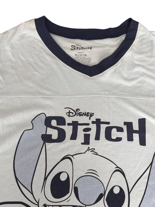 Disney Stitch Graphic V Neck T Shirt Light Blue Hawaii Plus Size XL 16/18 - Image 3