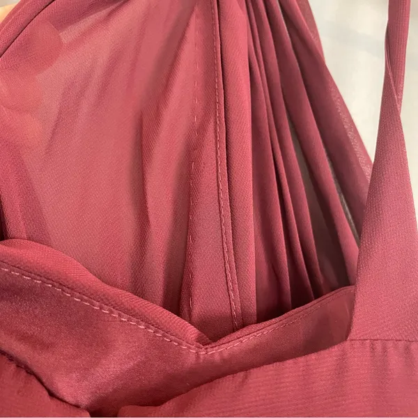 Revelry Bridesmaid Dress Halter‎ Tank Maxi Sleeveless Size 14 Brownish-Burgundy - Image 9